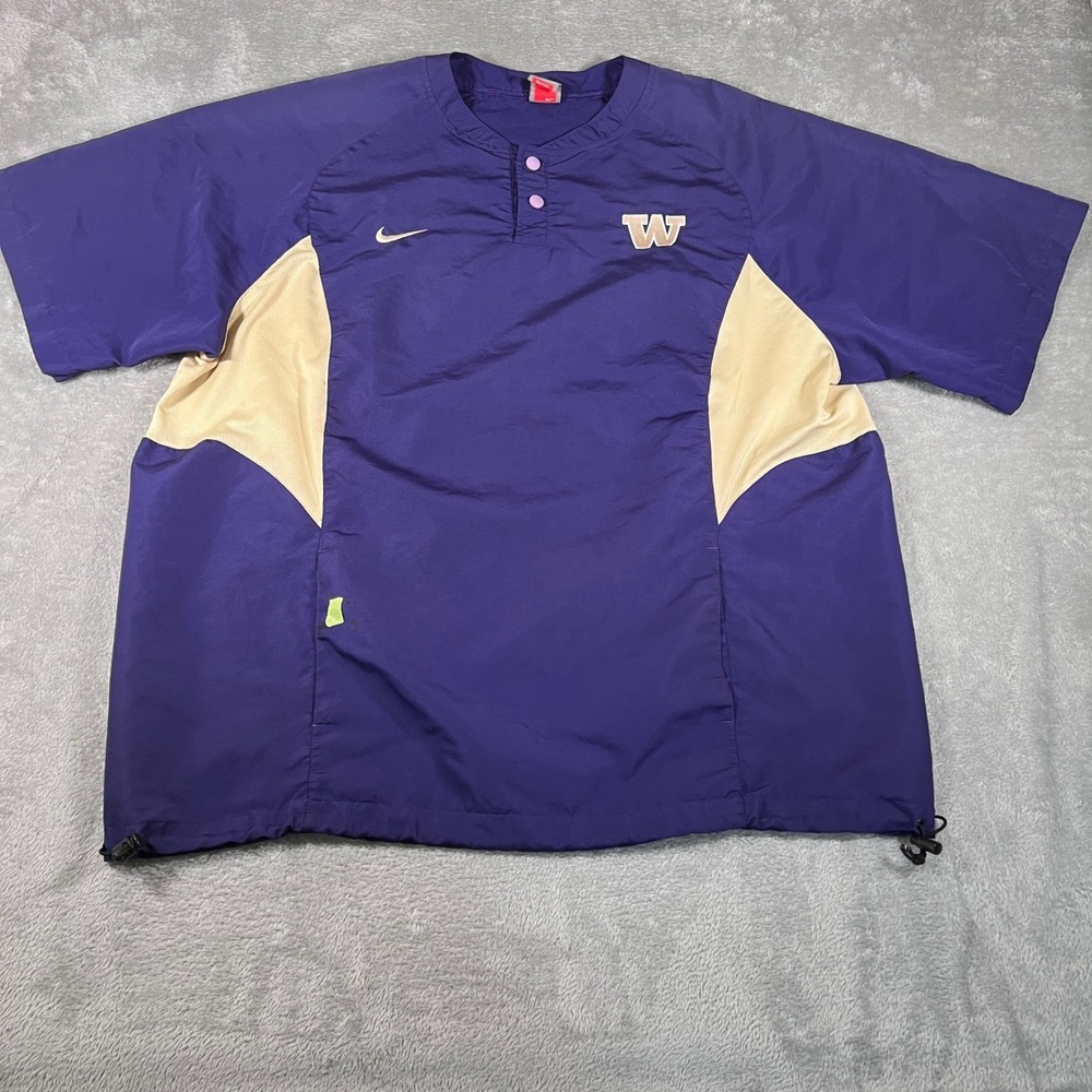 VTG Nike Washington Huskies Pullover Mens XXL Purple Gold Windbreak Short Sleeve
